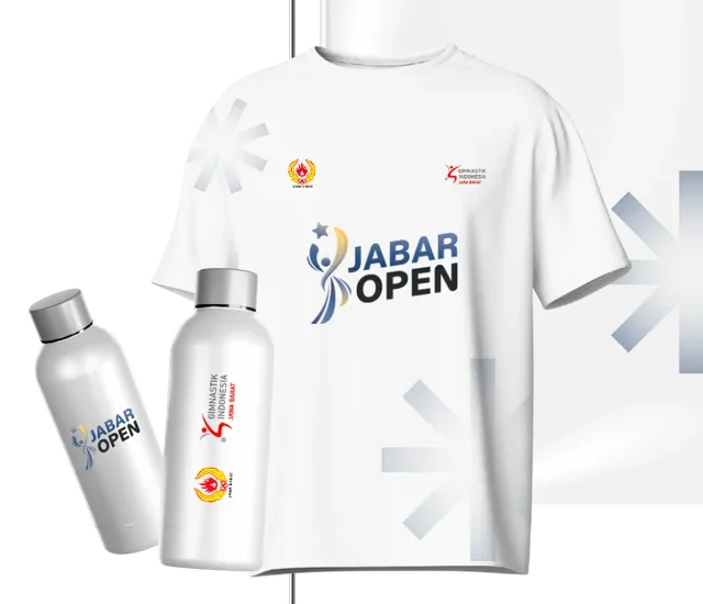 Pratinjau merchandise Jabar Open 2026: kaus dan botol minum
